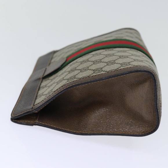 GUCCI GG Supreme Web Sherry Line Clutch Bag PVC Beige Red 89 01 002 Auth yk12307 - Picture 3 of 16